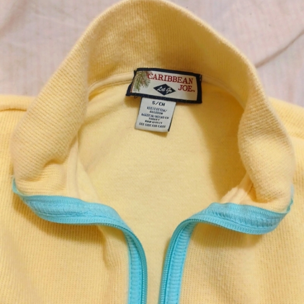 CARIBBEAN JOE Cardigan Sweater xsm in beautiful yellow blue zipper - Picture 2 of 4